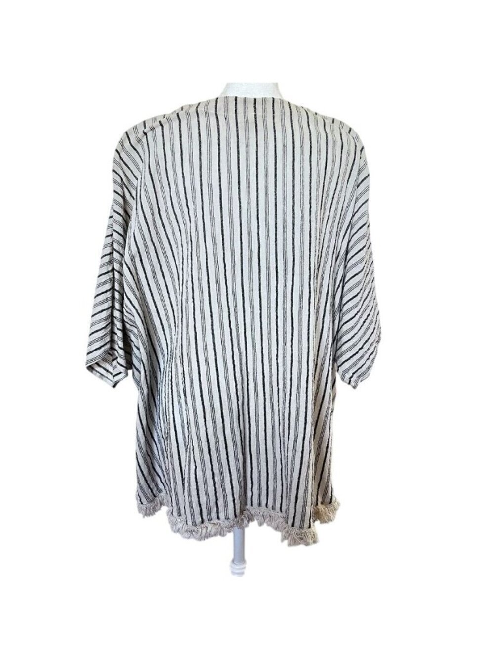 Lagenlook Womens Sz L Tunic Fringe Oversized Boho Earthy Granola Neutral Beachy - Picture 3 of 12